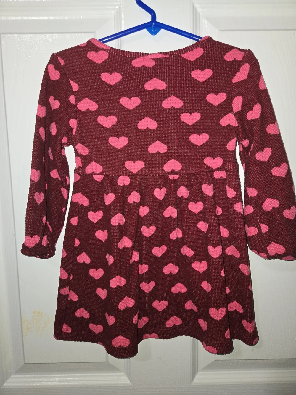 Old Navy Maroon Dress with Pink Heart Print